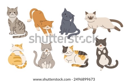 A collection of illustrations of cats in various poses.