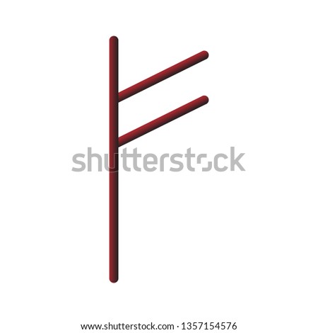 
Scandinavian rune Feu in red black style on a white background, vector