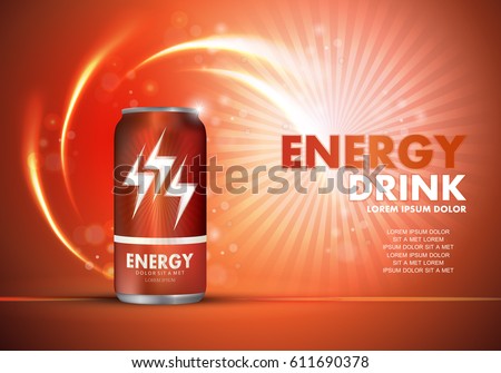 Energy drink on sparkly and shiny backdrop.Contained in orange can template,with element surrounds.For web site,poster,placard,wallpaper and flyer.Also useful for ads,advertisement and social network