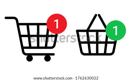 Shopping cart line icon. Online shopping in store. Big and small bag, trolley shopping cart business concept. Vector illustration on white background