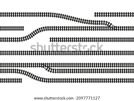 Railroad track map, railway route for train. Path, railway district location area, rail track direction. Industrial maze infographic. Vector illustration