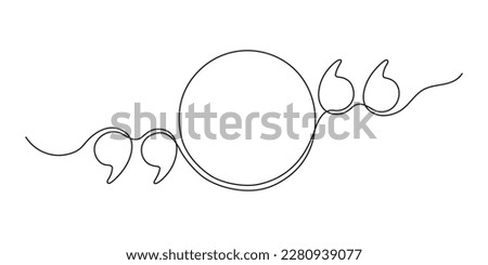Quote in circle speech bubble with commas, quotation mark in talk, continuous single line drawing. Quote mark, freehand one line hand drawn style. Vector illustration
