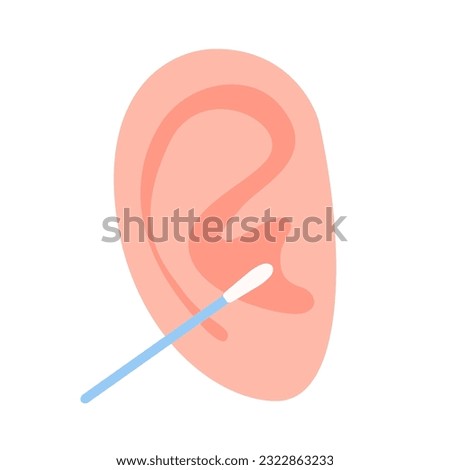 Ear stick for cleaning ear. Clean cotton swab. Hygiene and health care of cotton buds. Vector illustration