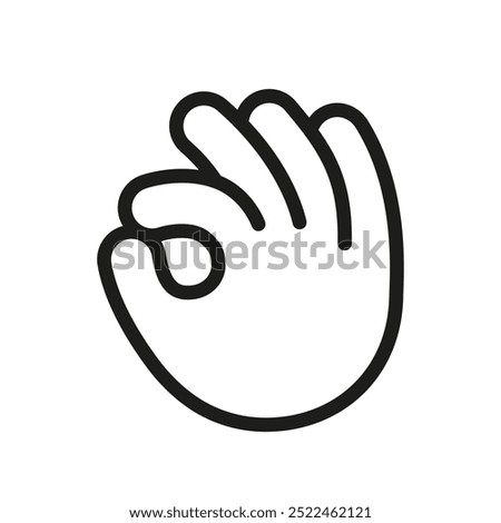 Hand sign OK, gesture great line icon. All done, all right. Communication gestures concept. Vector illustration