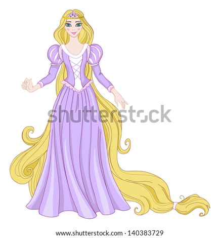 Beautiful Princess Rapunzel Stock Vector Illustration 140383729 ...