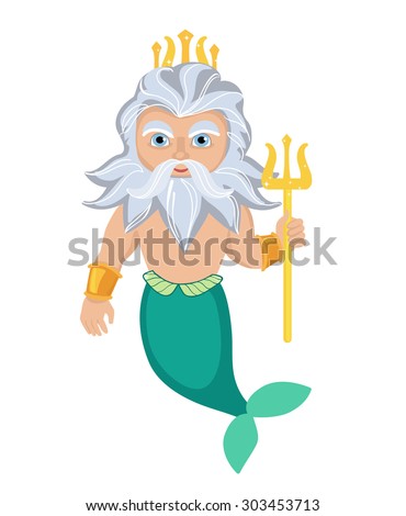 Cartoon Poseidon. Vector Clip Art Illustration - 303453713 : Shutterstock