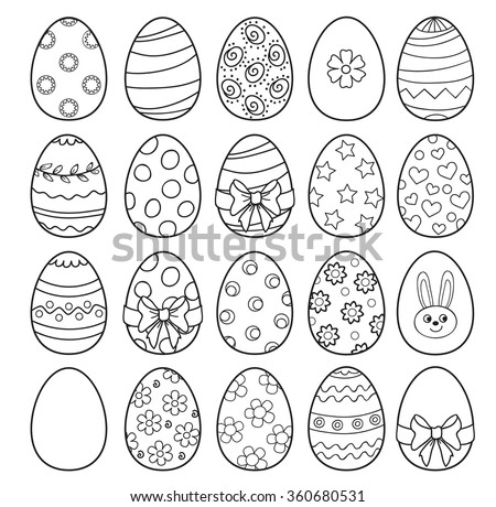 Coloring book with Easter eggs - vector illustration.