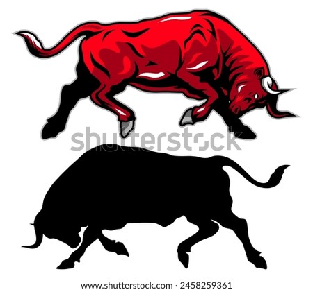 Aggressive muscle bull attacking. Mascot