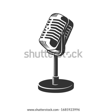 Retro microphone images isolated on white background. Vector illustration