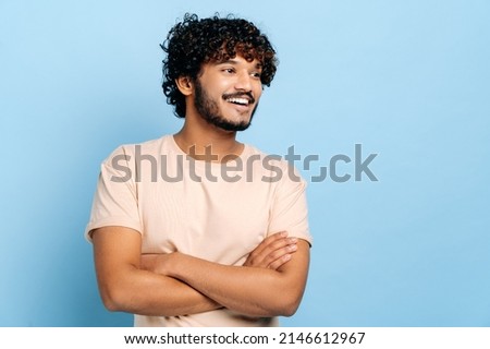 Similar – Image, Stock Photo young man with curly hair with his basketball ball in his hand