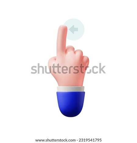 3d hand gesture sliding touch on touchscreen. Isolated on white background. Vector cartoon illustration.