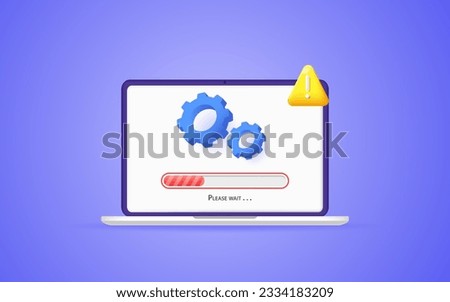 Software update error. The concept of downloading and installing the system. Vector 3d illustration.