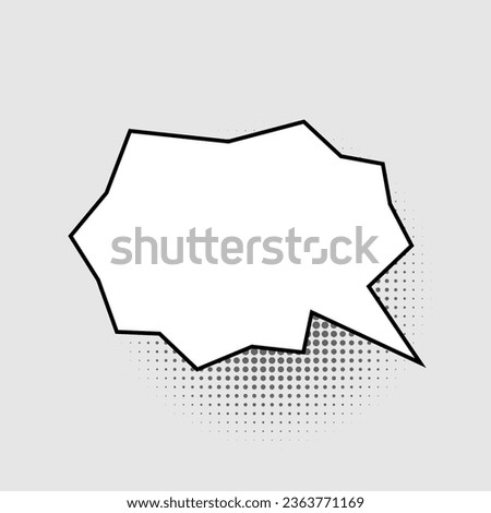 Blank abstract shape speech bubble isolated on gray background. Template for web design, comics. Vector flat illustration.