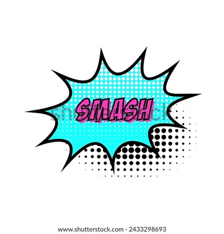 Comic speech bubble with text Smash isolated on white background. Cartoon style. Vector flat illustration.