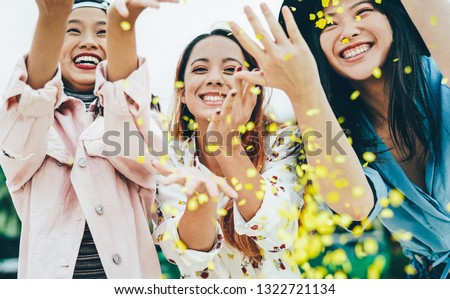 Similar – Image, Stock Photo Woman having fun throwing sand in desert