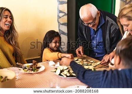 Similar – Image, Stock Photo Grandpa and grandchildren