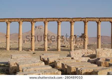 Ancient ruin city of Palmyra in Syria a UNESCO world heritage site of history