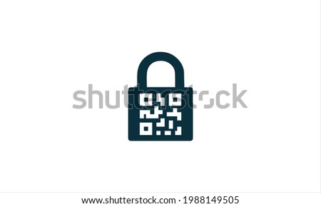 simple Lock with QR code icon Logo design vector template illustration
