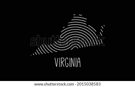 Biometric  Map Of  Virginia  Filled with Fingerprint Pattern icon logo design Vector illustration symbol