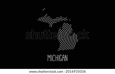 Biometric  Map Of  Michigan   Filled with Fingerprint Pattern icon logo design Vector illustration  suymbol
