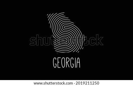 Biometric  Map Of  Georgia  Filled with Fingerprint Pattern icon logo design Vector illustration symbol