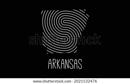 Biometric  Map Of  Arkansas   Filled with Fingerprint Pattern icon logo design Vector illustration symbol