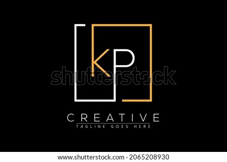 Initial letter kp, pk, p, k elegant and luxury Initial with Rectangular frame minimal monogram logo design vector template Stock fotó © 