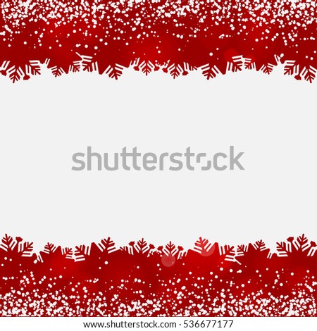 Abstract Background With Snow And Red Snowflakes Borders. Vector ...