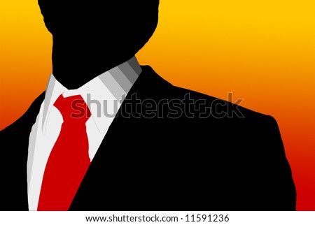 Business man with black tuxedo red tie and white shirt