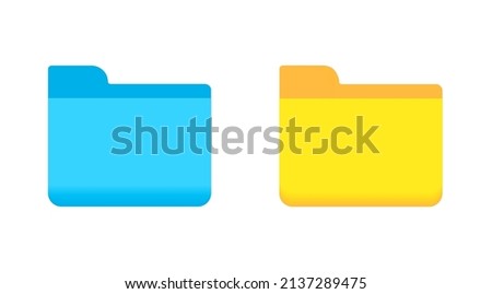 Icon folders of computer files: document, data, archive. Graphic illustration of paper yellow close pc directory for web. Empty internet portfolio isolated. Vector EPS10.