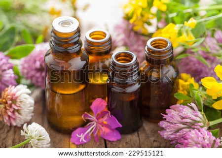 essential oils and medical flowers herbs