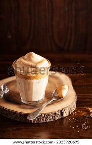 Similar – Image, Stock Photo Dalgona coffee in wooden table