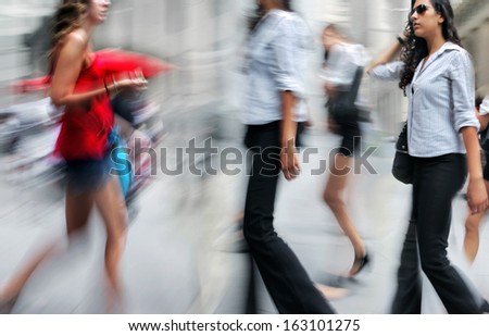 shopping in the city in motion blur style