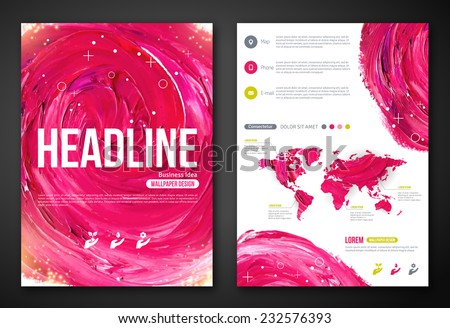 Business Poster or Flyer Template with paint abstract pink background. Vector illustration. Typographic template for your text. Woman beauty, health & spa, fashion theme.