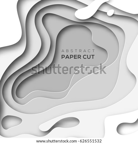 3D abstract background with white paper cut shapes. Vector design layout for business presentations, flyers, posters.