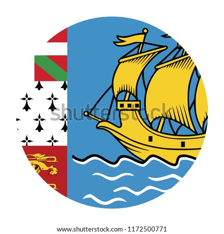 Simple vector button flag - Saint Pierre and Miquelon