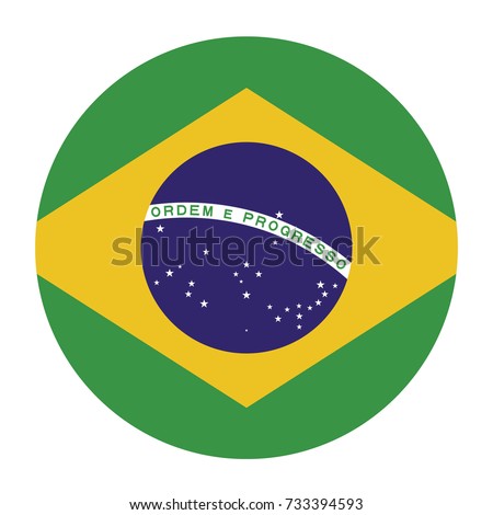 Simple vector button flag - Brazil