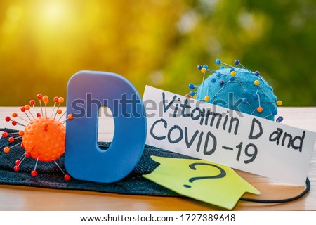 Vitamin D help in treating coronavirus. Vitamin D, coronavirus and question mark on a background of sunlight. Foto stock © 