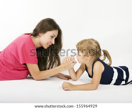 mother and child wrestling (difficult child)