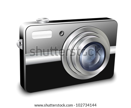 Digital compact photo camera. Vector illustration