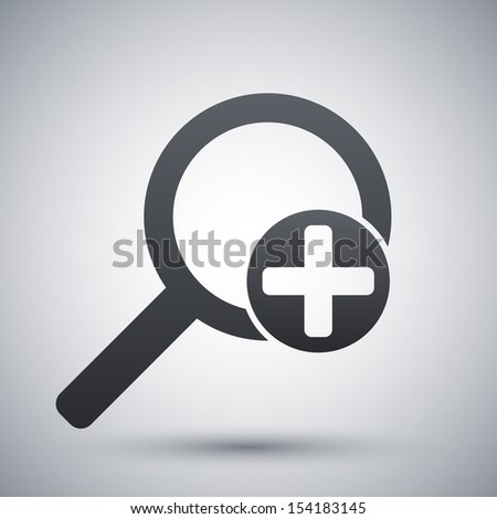 Vector magnifier icon with plus sign