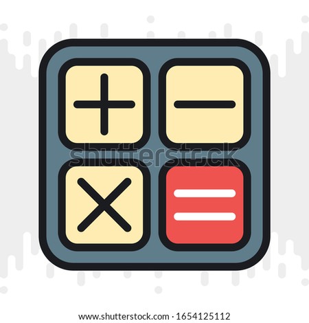 Calculator app icon for smartphone, tablet, laptop or other smart device with mobile interface. Minimalistic color version on light gray background