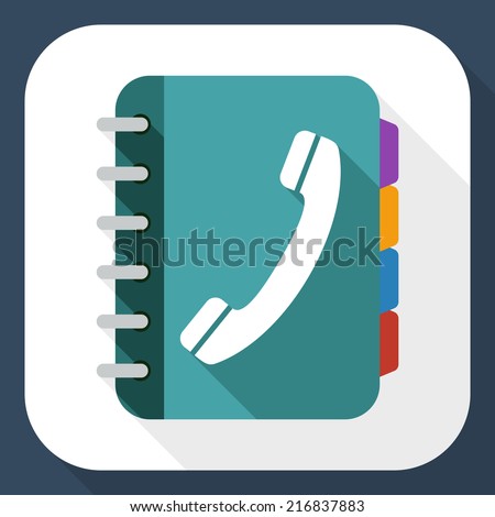 Phone book flat icon with long shadow