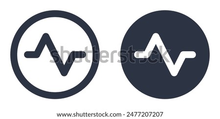 Pulse, cardiogram or waveform simple icons set designed in filled, outline, line and stroke style