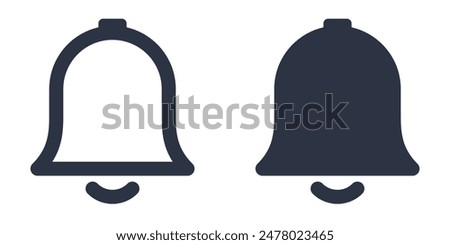 Bell, alarm or notification simple icons set designed in filled, outline, line and stroke style