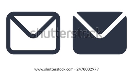 Envelope or email simple icons set designed in filled, outline, line and stroke style