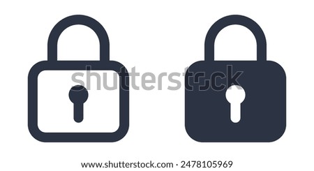 Lock or closed padlock icons set designed in filled, outline, line and stroke style