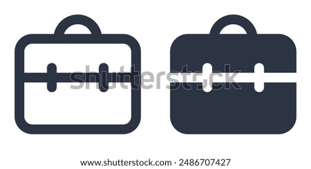 Briefcase or suitcase simple icons set designed in filled, outline, line and stroke style