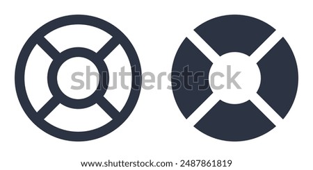 Life Ring, Rescue or Lifebuoy simple icons set designed in filled, outline, line and stroke style