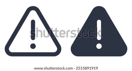 Warning or Exclamation mark in a triangle simple icons set designed in filled, outline, line and stroke style